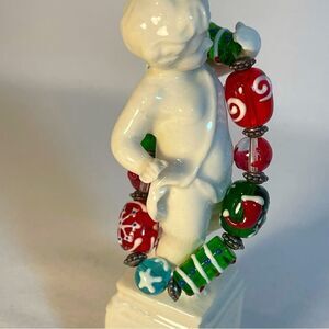Christmas bracelet handmade lampworked glass beads stretchy bracelet